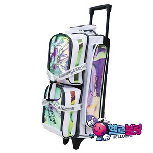 락엔볼 - 햄머 레인보우 3볼 롤러백 반투명 볼링가방, 레인보우-화이트