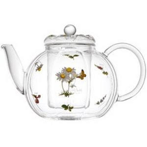 호박 유리 티포트 1.2L 허브포시즌 유리 포트, 투명