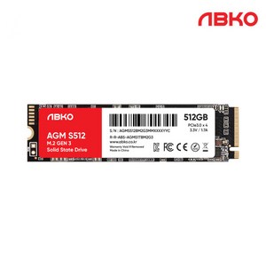 앱코 AGM M.2 NVMe S512 내장형SSD, ABKOAGMS512GM2G3, 512GB