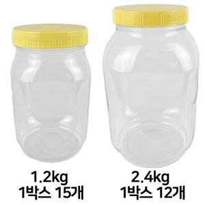 플라스틱 꿀병 1.2kg 15개 2.4kg 12개 박스판매, 선택1. 1.2kg꿀병-15개