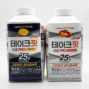 테이크핏 프로 제로슈거 450ml 레몬맛 6개 + 납작복숭아맛 6개 (총 12개구성)