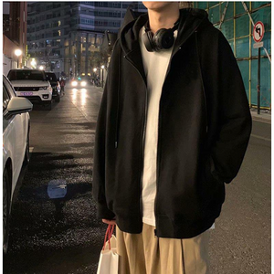 앤시오 무지 오버핏 기모 후드 집업