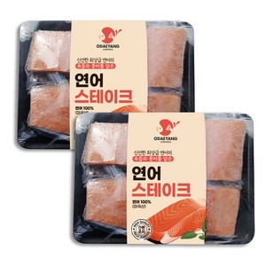 [특가행사] 2팩 냉동 연어스테이크 간편 낱개 포장, 2개, 500g
