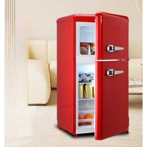 컬러 냉장고 1인 카페 레트로 미니 예쁜 소형 방 빨간 패션, 2도어 레드