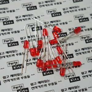 [파츠키츠] 3파이 레드 LED 3mm 빨강 적색 아두이노 DIY RED 원형 램프, 단일품목