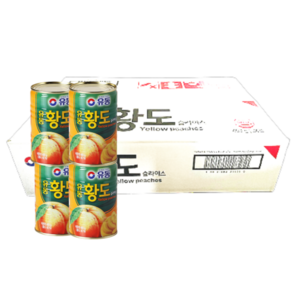 유동 황도슬라이스 복숭아 과일 캔 통조림 400g, 24개