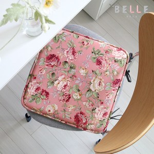 [데코벨] 순면 플라워 스펀지 사각 의자 방석 (논슬립/끈포함)