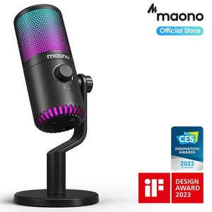 마오노 DM30RGB 블랙 게이밍 방송용 USB 콘덴서 마이크, DM30