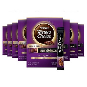 네스카페 테이스터스 초이스 인스턴트 콜롬비안 128개 Nescafe Taste's Choice Instant Coffee Colombian 128ct, 3g, 8박스, 16개입, 3g