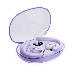 Toocki LED 디스플레이 TWS 5.3 오픈형 귀걸이 고음질 무선 블루투스 이어폰, 퍼플, TQ-EJ13