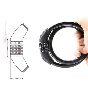 에코벨 와이어락 번호키 4자리 60cm/자전거 자물쇠 체인 도어, 와이어락 번호키 4자리 60cm 블랙, 1개