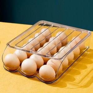 다원 반자동 슬라이딩 계란보관함, 투명 1단 18구