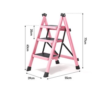 휴대용 가정용 접이식 사다리 미니 A형 다용도 안전 미끄럼 방지 페달 5단 4단 3단 2단, 핑크, 1개
