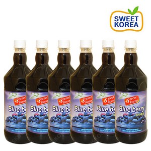 스위트코리아 블루베리 1000ml X 6개 액상음료 과일음료 원액, 1L