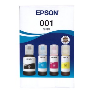 정품 T03Y 001 검정 파랑 빨강 노랑 잉크 세트 엡손 L4150 충전 잉크, 1세트