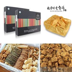 한옥마을한과 전병+쌀강정 선물세트 / 보자기포장 간식 한과 과자, 1.3kg, 1개