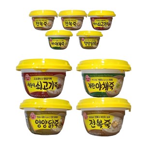 올따옴) 오뚜기용기죽 전복죽3+계란야채죽2+쇠고기죽2+영양닭죽2, 1세트