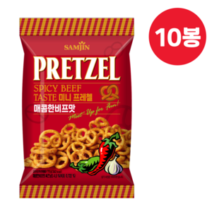 삼진 미니프레첼 매콤한비프맛, 70g, 10개