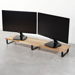 원목 듀얼 모니터 받침대, 10cm, 아카시아상판+블랙받침