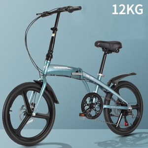 더보누르 가벼운 접이식 자전거 미니벨로 20인치 휴대용 출퇴근 폴딩 초경량 완조립, 알루미늄프레임 + 삼각휠 + 블루