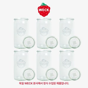 [WECK]실린더 975(340ml) 유리병 세트, 유리병+유리뚜껑 S, 6개