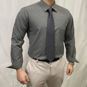 메노모소 남성용 슬림핏 긴팔 와이셔츠 차콜 3015 직장인와이셔츠