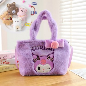 [키링증정] 산리오 보들보들 털 크로스백 가방 시나모롤 쿠로미 마이멜로디 포차코 헬로키티
