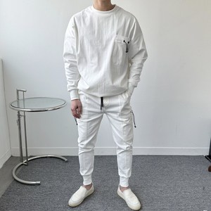스트링 오버핏 스판 맨투맨 밴딩 카고 조거팬츠 세트 CO11 3color