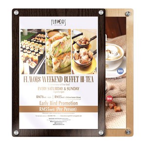 엠지피 A3 우드 디자인 투명 아크릴 액자 게시판, 메이플+벽부착형