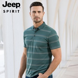 JEEP SPIRIT 지프 스피릿 남성 반팔 티셔츠 남자 여름 느슨한면 스트라이프 반티 통기성 티셔츠 반소매 옷깃 반팔티 3750