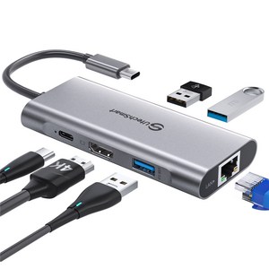 UtechSmart 6in1 멀티허브 USB C타입 HDMI UCN3273 1개, 회색