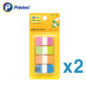 [스튜디오파미] Printec 인덱스탭 형광4색_38x18mm_25매 IT3818-4N, 2개