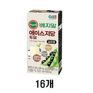 베지밀 에이스 저당 두유, 190ml, 16개