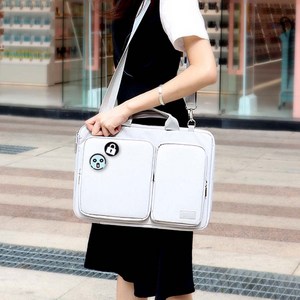 McEDA Point 멀티 포켓 크로스 노트북 가방, 화이트그레이