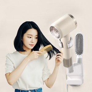 무타공 핸즈프리 부착식 드라이기 거치대 욕실 보관함 홀더 (스티커 3개 증정), 화이트, 1개