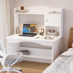 Kurua 나무 다용도 책꽂이콤보 컴퓨터책상, 화이트