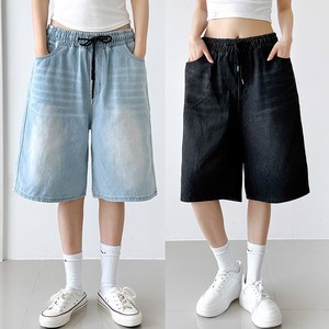 [베이직데일리] 311 청 반바지 허리밴딩 워싱 심플 베이직 5부 데님팬츠 데일리 남녀공용 빅사이즈까지
