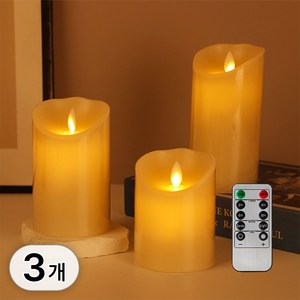 투데이리빙 3개입 세트 LED 촛불 양초 리모컨 포함 프로포즈 생일 기념일 연말 파티 꺼지지않는 감성 조명 흔들리는 전자초, R98206N(A타입, 화이트, 3개
