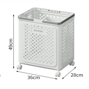 땡땡이홈 대형 바퀴달린 접이식 빨래바구니, 화이트