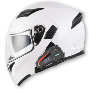 킥커머스 풀페이스 시스템 K20 블루투스 오토바이헬멧, 베이직화이트, XXL