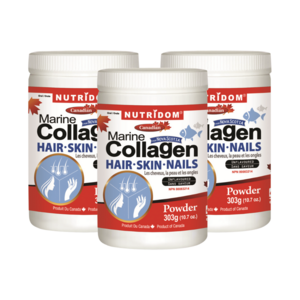 뉴트리돔 3병세트- 피부보습 및 영양 먹는 콜라겐 파우더 303g (Nutridom Marine Collagen Hair Skin Nails powder 303g x3), 3개