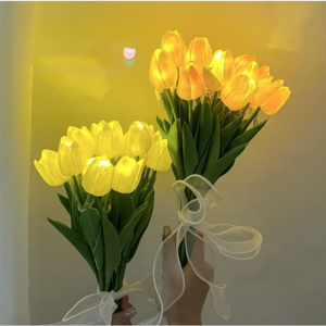망고 튤립 조화 부케 인테리어 졸업식 졸업꽃다발 장식 실크플라워 풍선 LED 꽃장식, 단품 5송이 (분홍), 1개