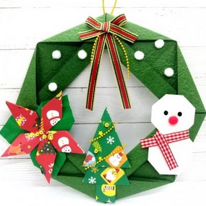종이종이 겨울 크리스마스 리스 종이접기 방문걸이 만들기재료 세트 초록, 5인용