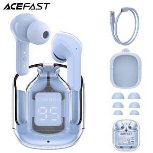 ACEFAST T6 블루투스 5.0 무선 이어버드 ENC 통화 소음 취소 스포츠 뮤직 이어폰, ice blue