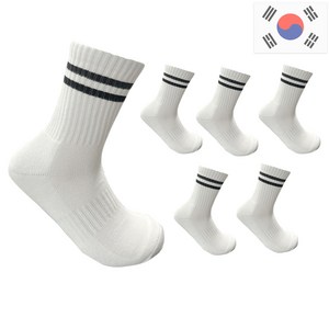 비바슈슈 남성용 쿠션감 폭발하는 진짜 스포츠 스트라이프 중목 양말 6켤례 (250~270mm)