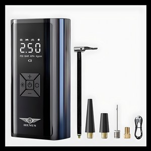 헤이즈 무선 공기압 주입기 무선 올인원 세트 에어펌프 6000mAh, 블랙, 1개