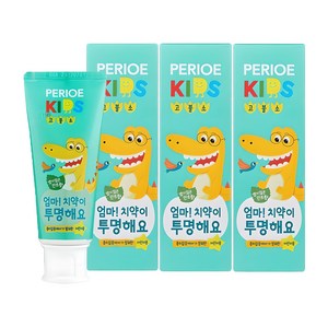 페리오 키즈 고불소 1450 엄마 치약이 투명해요 치약 스텝2, 80g, 3개