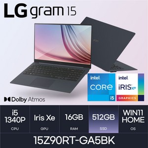LG전자 그램15 15Z90RT-GA5BK, WIN11 Home, 16GB, 512GB, 코어i5, 블루