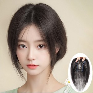 키라비 여자 정수리 앞머리 가발 100% 인모 수제 부분가발 자연스러운 탑커버 KRB-358, KRB-358가르마A (자연검정), 1개
