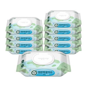 [깨끗한나라] 생분해 물티슈 에코 캡 70매 10입, 상세 설명 참조, 10개